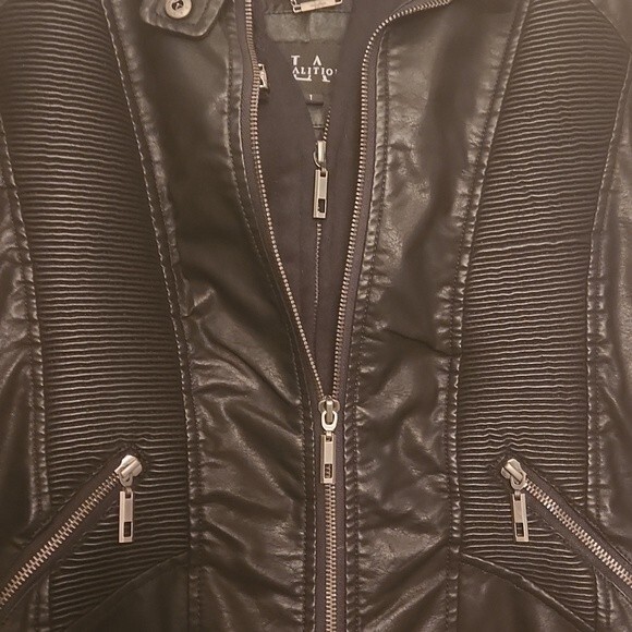 Coalition Black Faux Leather Jacket w/ Second Layer in Jacket (2 Layers) Size L - Picture 2 of 13